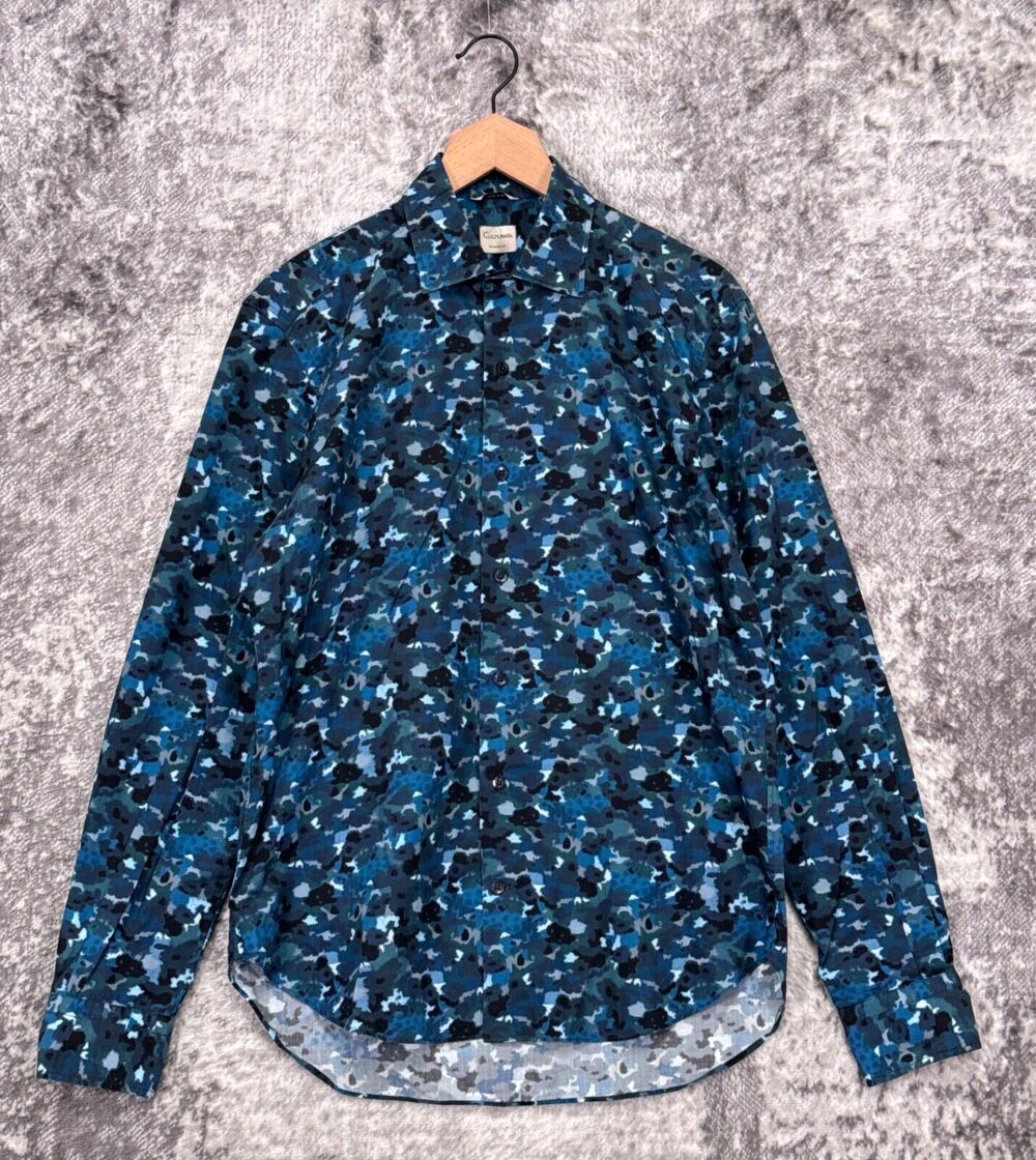 Culturata Dress Shirt 40 / Medium Mens Blue Tailored Fit Long Sleeve